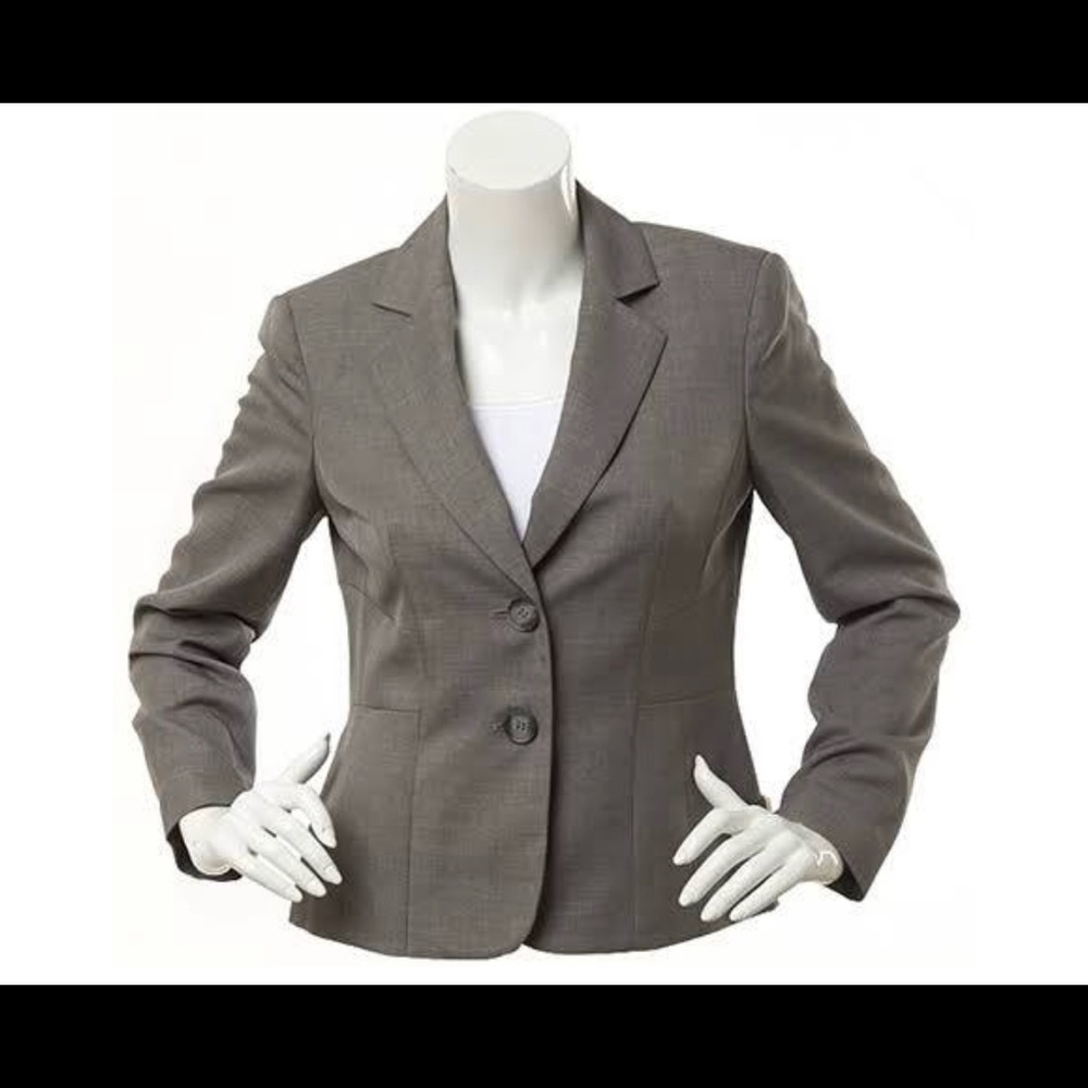 NWOT Womens Petite Kasper 2 Button Blazer Grey